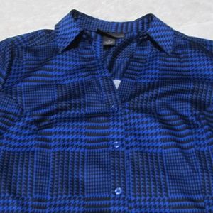 Lane Bryant Houndstooth Long Sleeve Button Up Top
